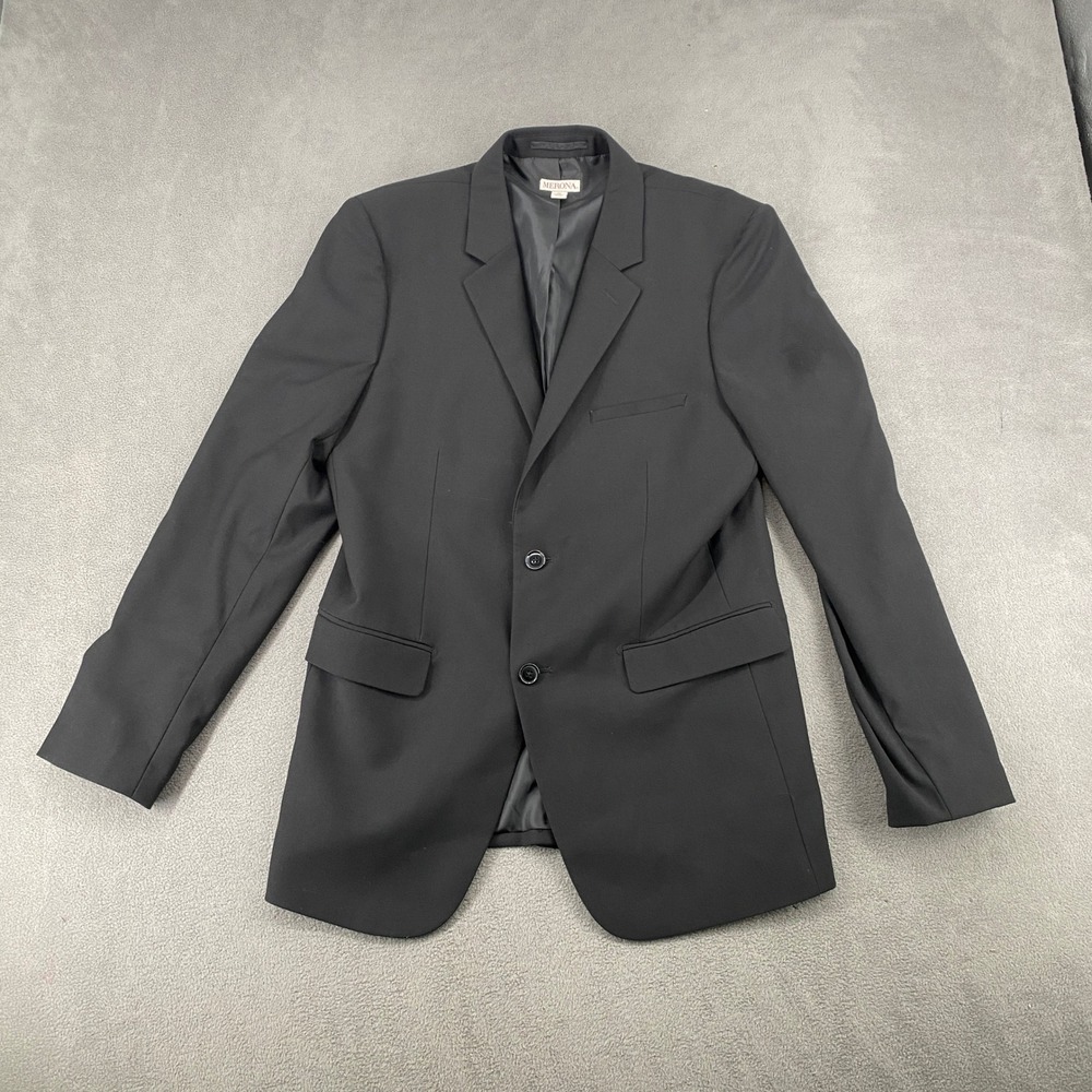 Merona Mens Slim Fit Two Button Blazer Black Sport Coat Size Medium 7523